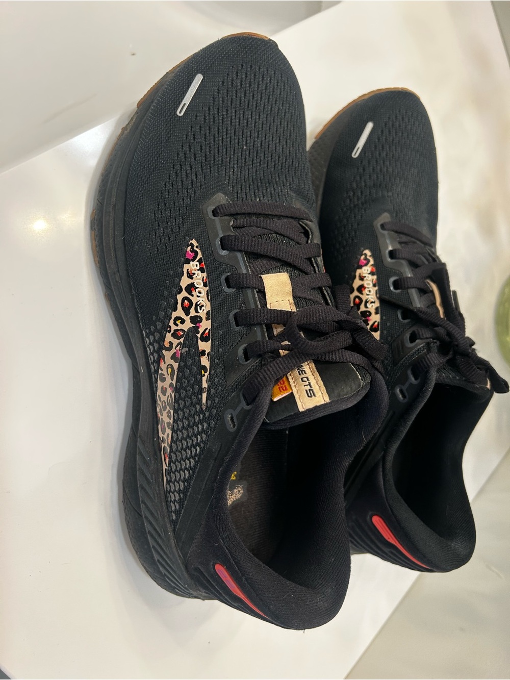 Brooks Black Women’s Running Sneakers with Leopard Accent